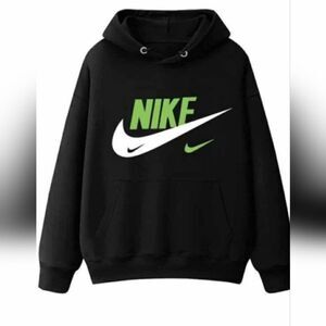 Brand New Lite Nike Men's Black and Green Hoodie Sweater 005.L